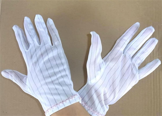 PU Palm Dot Plastic Stripe Esd Safe Gloves Polyester For Clean Room